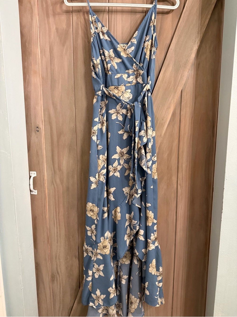 Blue Floral Maxi Wrap Dress